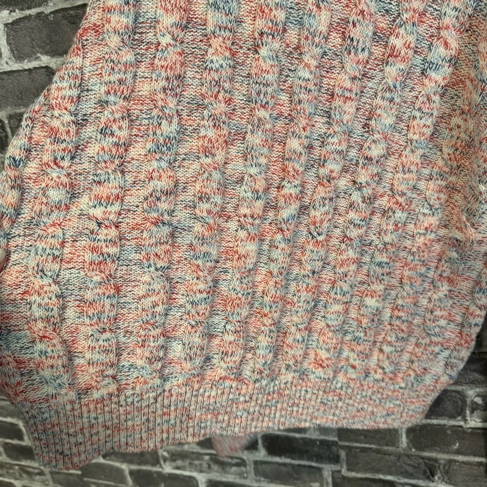 J. Crew cable knit pullover sweater red white blue